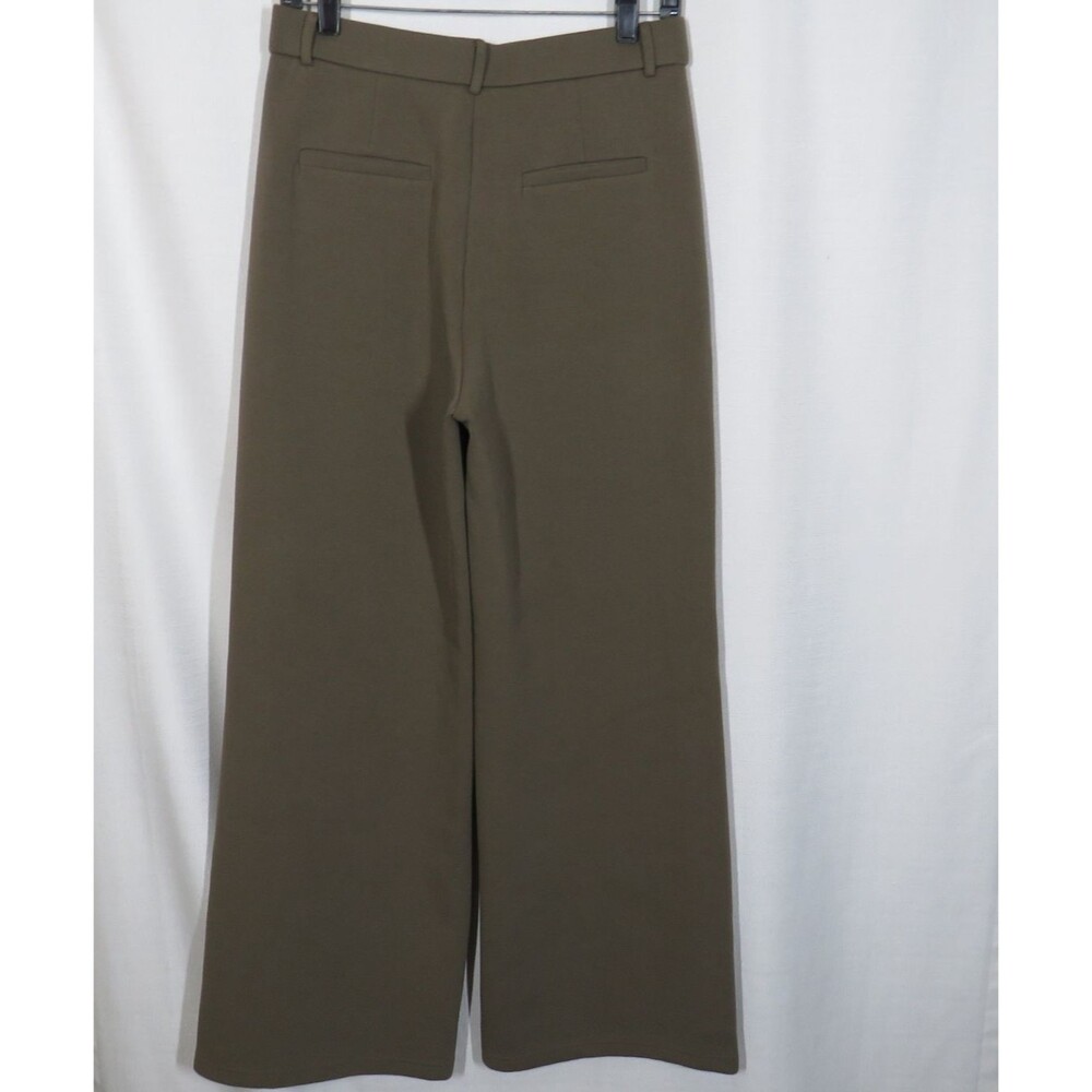 OGL Olive Stretch Cotton Blend Wide Leg Zip Pocket Pull On Pants Petite Medium - Picture 8 of 9